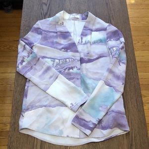 Babaton power blouse watercolour landscape print